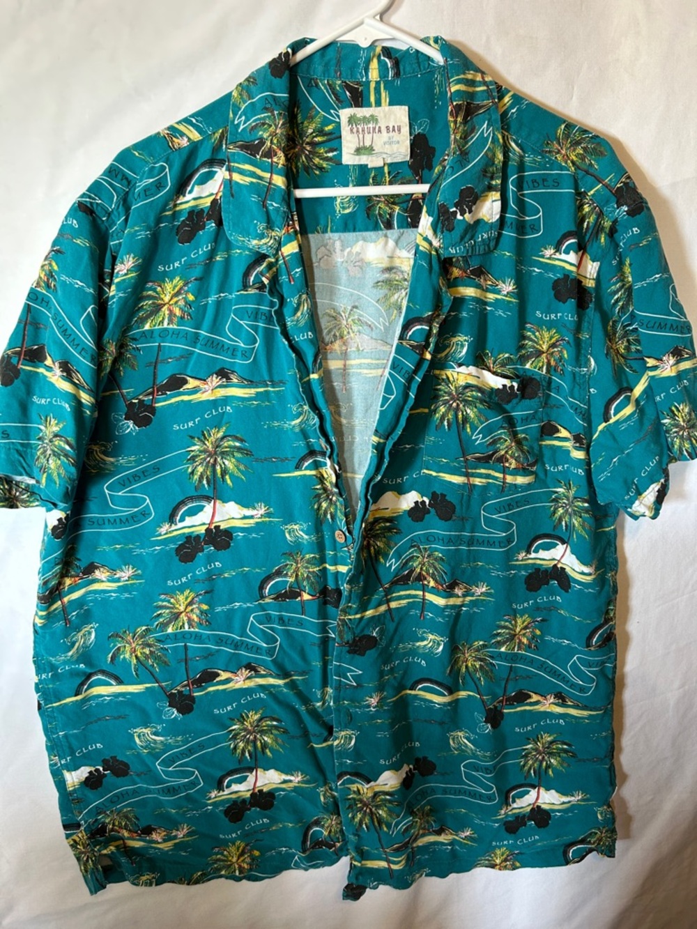 Tropical Teal Hawaiian Button-Down Shirt - Vintage Vibes